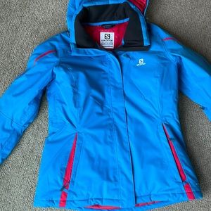 Salomon BRILLIANT Womens Ski/Snowboard Hood Jacket L Waterproof 20K Methyl Blue